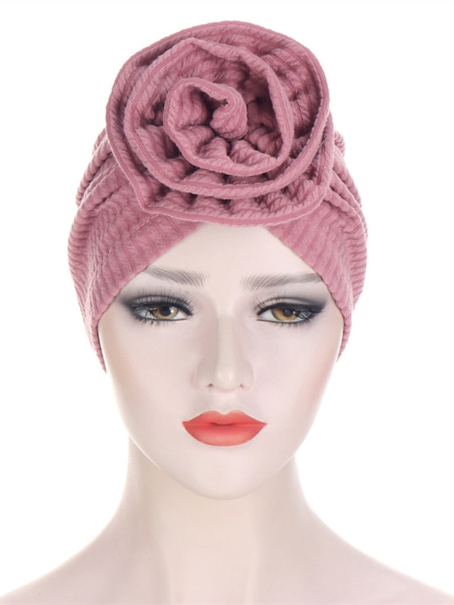 7 Colors Choice Fashion Muslim Women Big Flower Turban Hat Scarf Headwrap Hair Care Beanie Hijab Headwear Hair Accessories - LuckyFash™