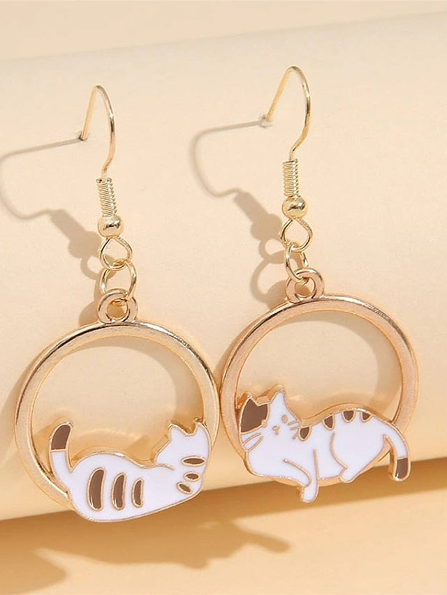 1 Pair Drop Earrings For Women's Street Gift Date Alloy Classic Cat Moon - LuckyFash™